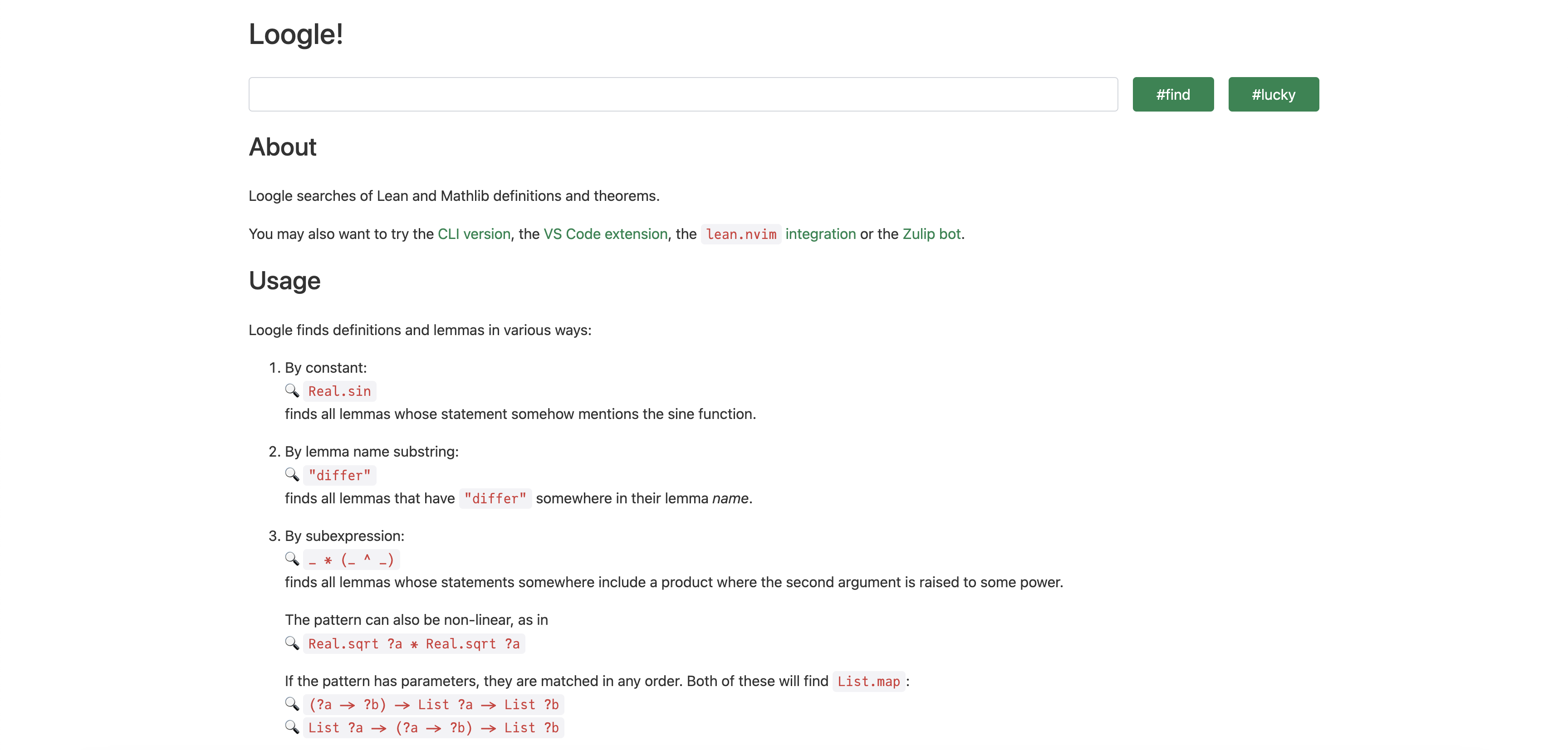 Loogle Main Page